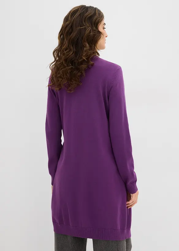 Longstrickjacke mit Rollkanten in lila von hinten (im Anschnitt) - bonprix Longstrickjacke mit Rollkanten in lila von hinten (im Anschnitt) - bonprix