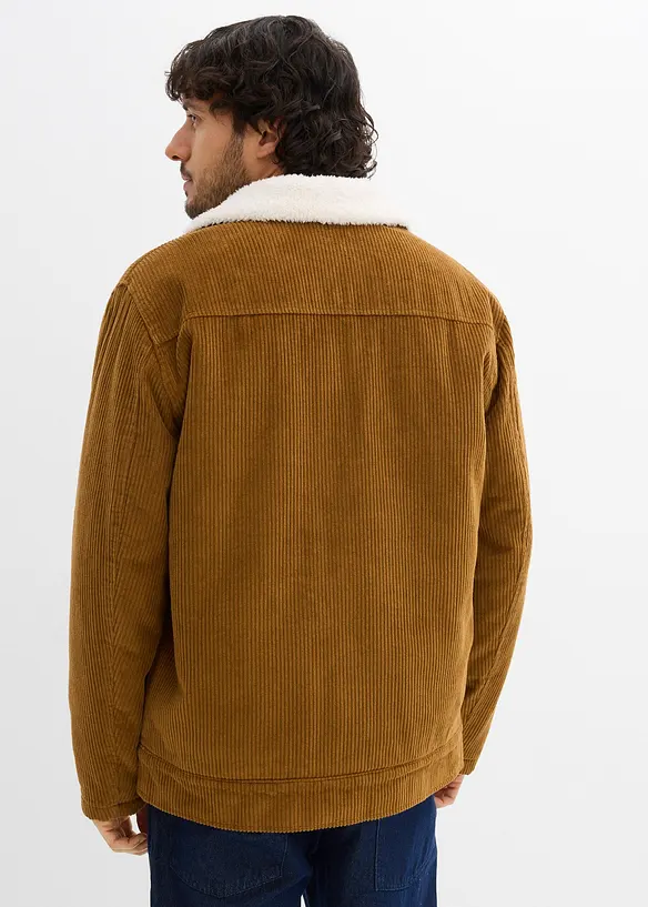 Cord-Winterjacke mit Teddyfutter in braun von hinten (im Anschnitt) - bonprix