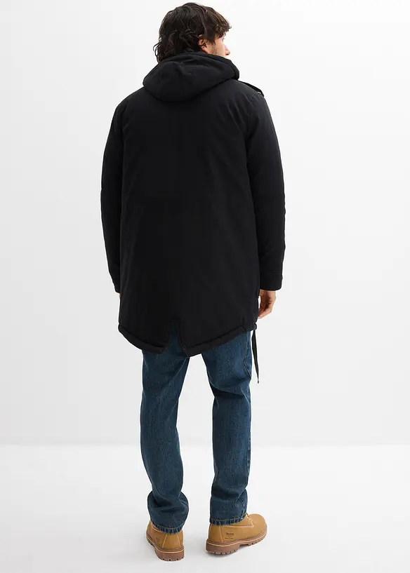 Winter Field-Parka mit Kuschel-Fleece-Futter in schwarz von hinten (im Anschnitt) - bonprix