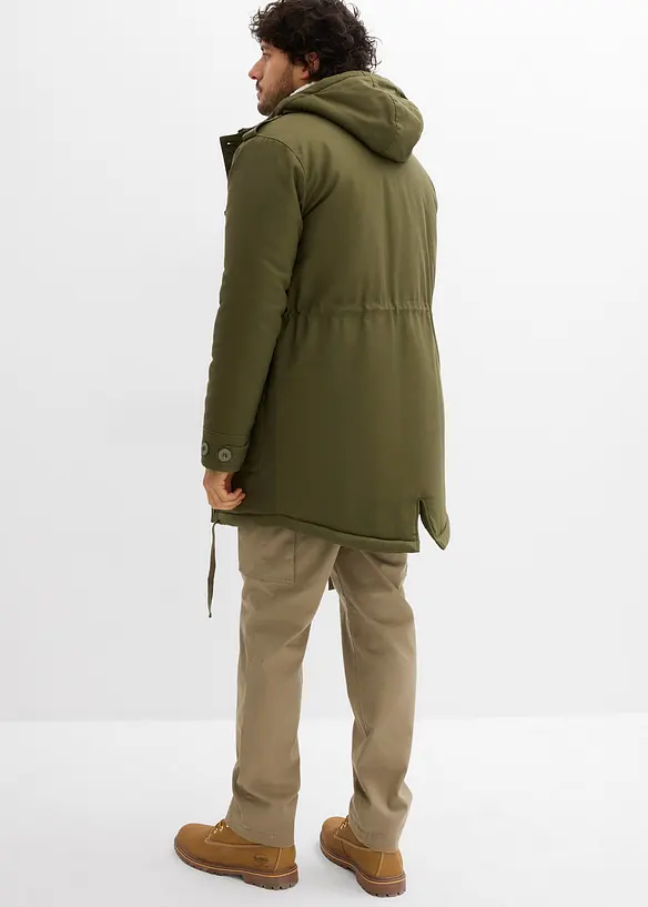 Winter Field-Parka mit Kuschel-Fleece-Futter in grün von hinten (im Anschnitt) - bonprix