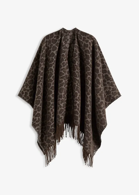 Poncho in beige von vorne - bonprix
