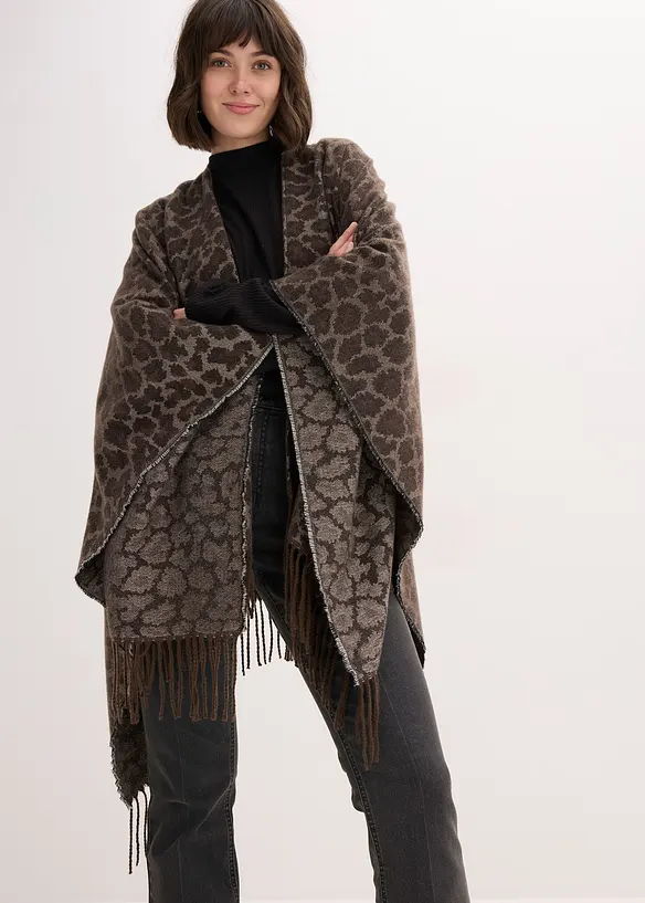 Poncho in beige von vorne (im Anschnitt) - bonprix
