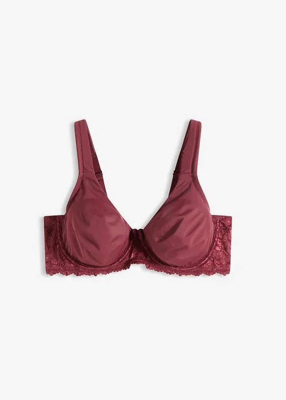 T-Shirt-BH mit gepolsterten Trägern in rot von vorne - bonprix