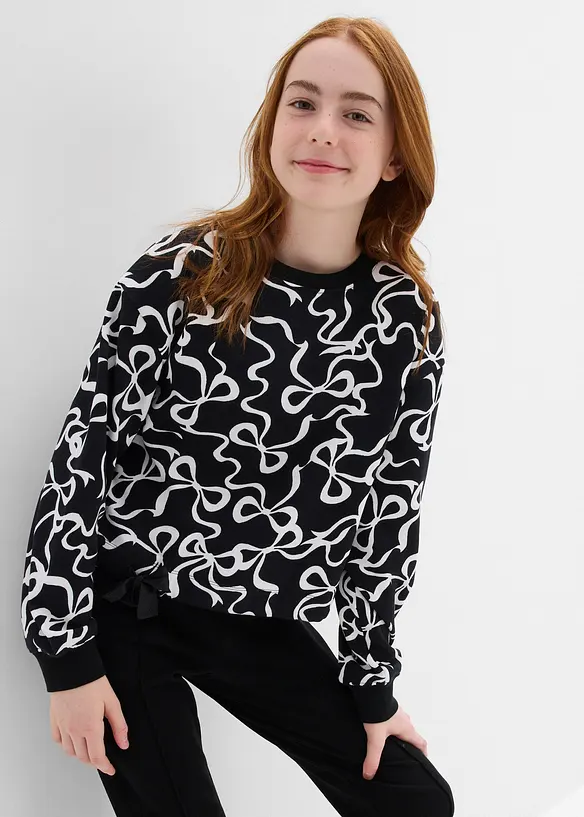 Sweatshirt aus reiner Bio-Baumwolle in schwarz von vorne (im Anschnitt) - bonprix