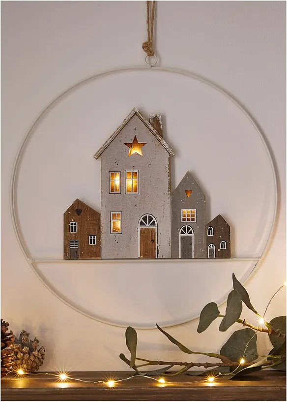 LED-Hängedeko Häuser in beige - bonprix