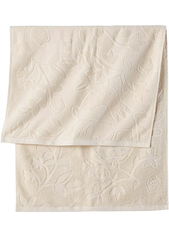 Baumwoll-Handtuch mit Hoch-Tief-Struktur in beige - bonprix