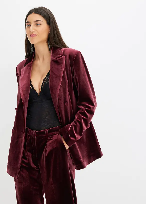 Blazer aus softem Samt in rot von vorne (im Anschnitt) - bonprix