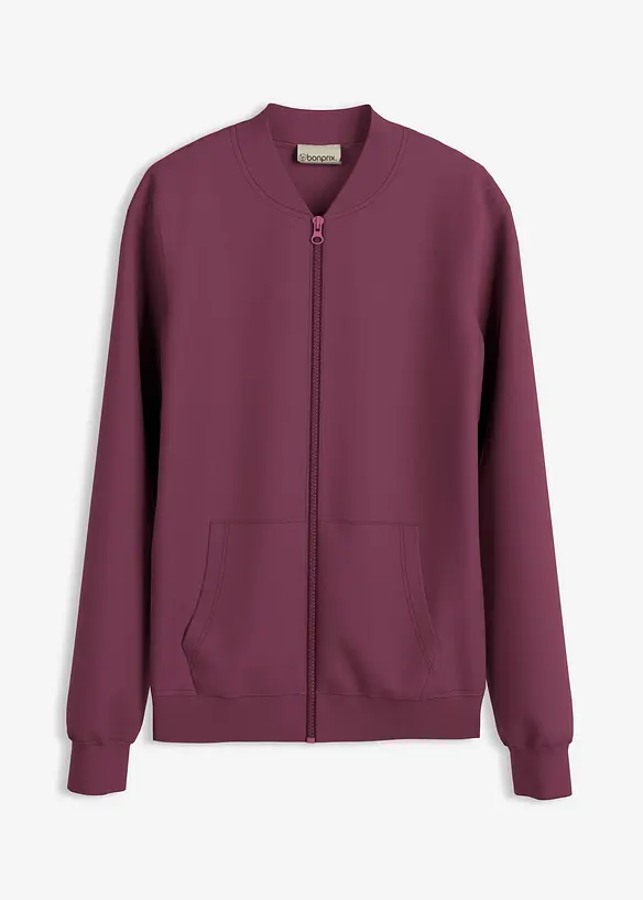 Sweatjacke aus Scuba mit Reißverschluss in rot von vorne - bonprix