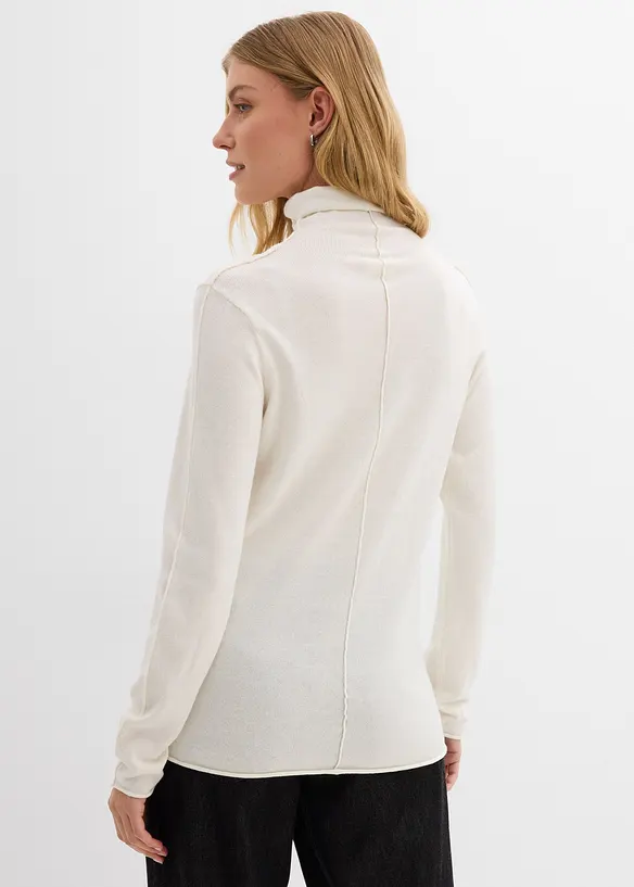 Rollkragenpullover aus weichem Kaschmir-Mix in weiß von hinten (im Anschnitt) - bonprix Rollkragenpullover aus weichem Kaschmir-Mix in weiß von hinten (im Anschnitt) - bonprix