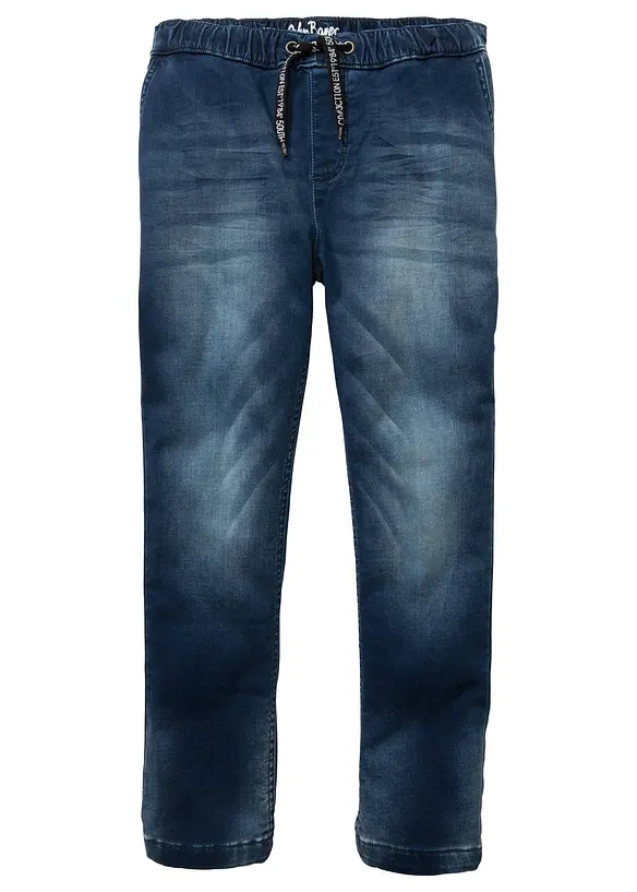 Regular Fit Schlupf-Sweat-Jeans, Straight in blau von vorne - bonprix