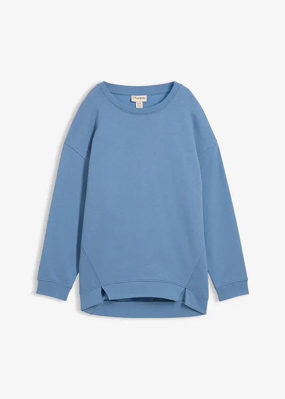 Oversize-Sweatshirt aus Baumwoll-Mix in blau von vorne - bonprix