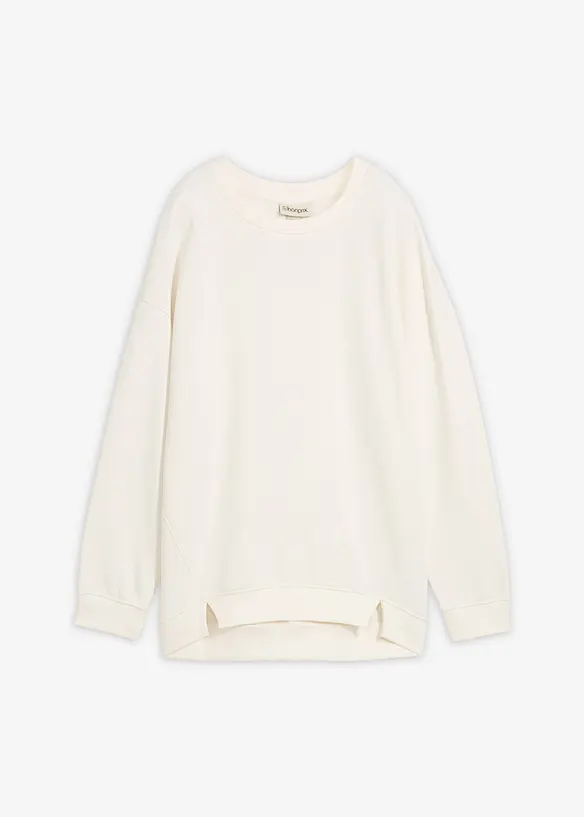 Oversize-Sweatshirt aus Baumwoll-Mix in weiß von vorne - bonprix