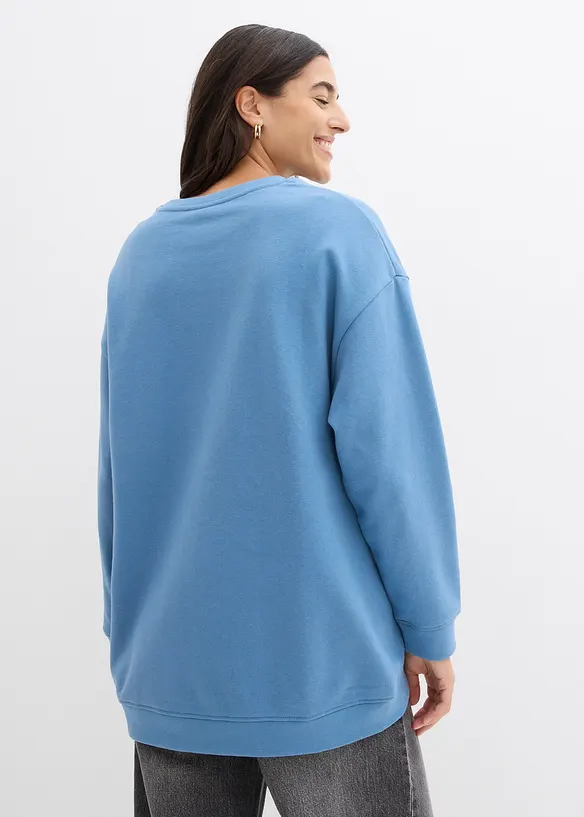 Oversize-Sweatshirt aus Baumwoll-Mix in blau von hinten (im Anschnitt) - bonprix