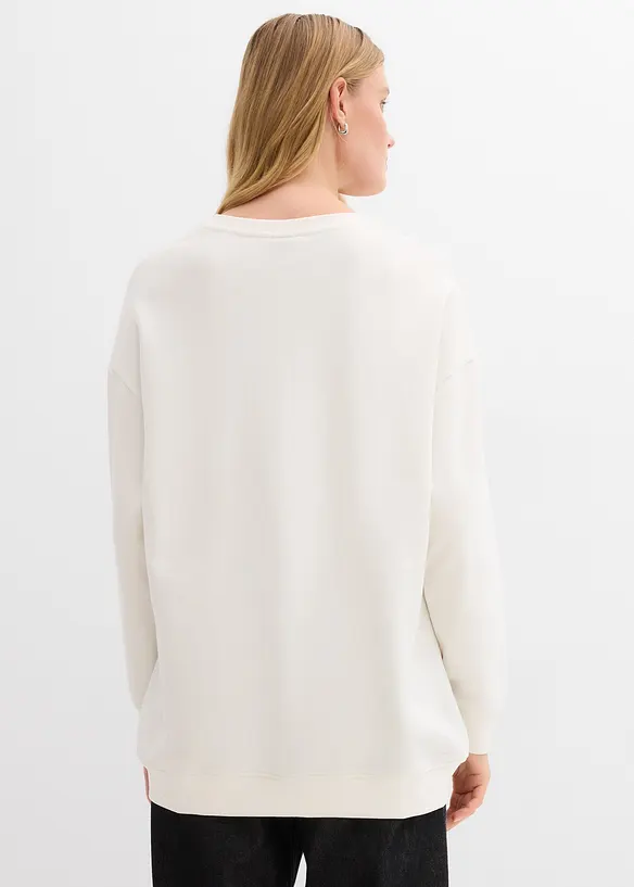 Oversize-Sweatshirt aus Baumwoll-Mix in weiß von hinten (im Anschnitt) - bonprix