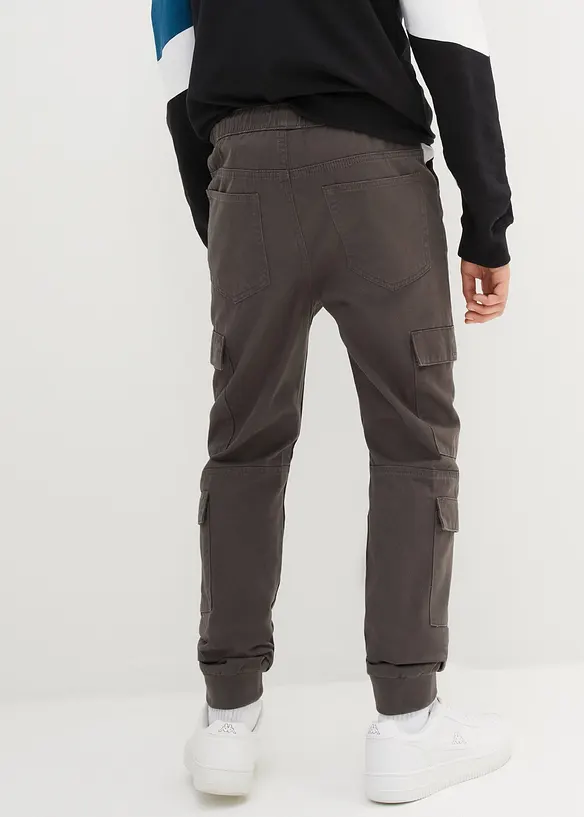 Regular Fit Cargo-Schlupfhose aus reiner Baumwolle in grau von hinten - bonprix