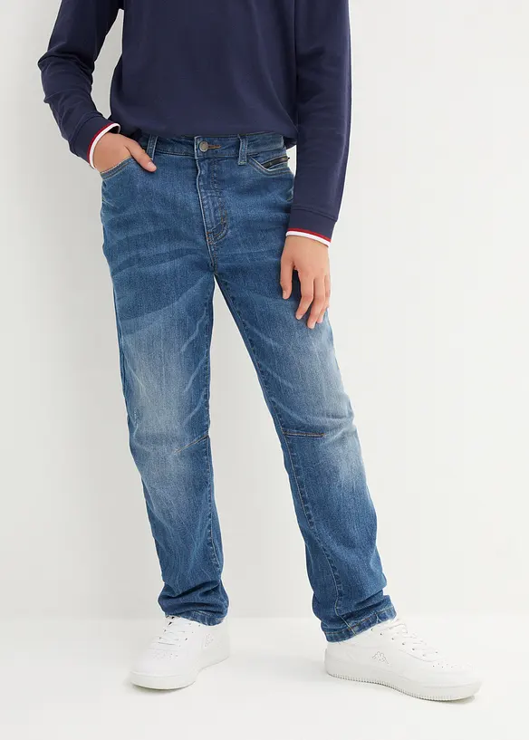 Thermo Slim-Fit-Jeans mit Flanellfutter, Tapered in blau von vorne - bonprix
