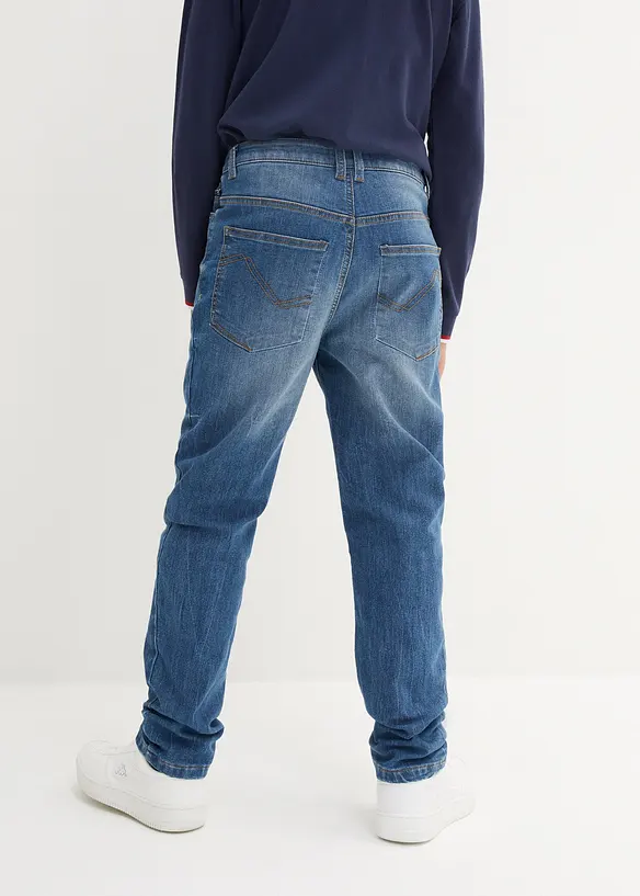 Thermo Slim-Fit-Jeans mit Flanellfutter, Tapered in blau von hinten - bonprix