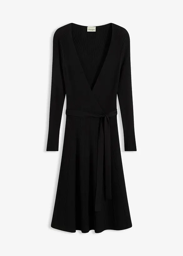 Strickkleid aus Viskose-Mix in schwarz von vorne - bonprix