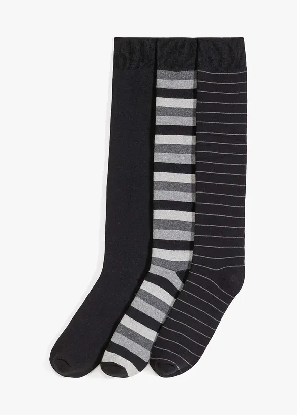 Thermo Kniestrümpfe mit weichem Innenfrottee mit Bio-Baumwolle (3er Pack) in schwarz von vorne - bonprix