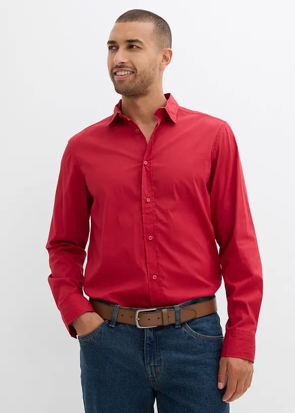 Business-Stretchhemd in Slim Fit in rot von vorne (im Anschnitt) - bonprix