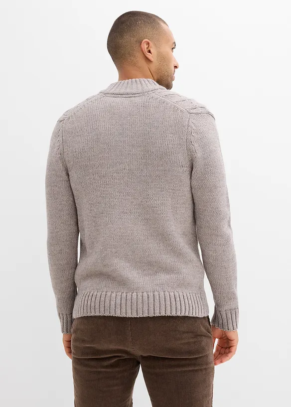 Troyer mit Zopfmuster in grau von hinten (im Anschnitt) - bonprix