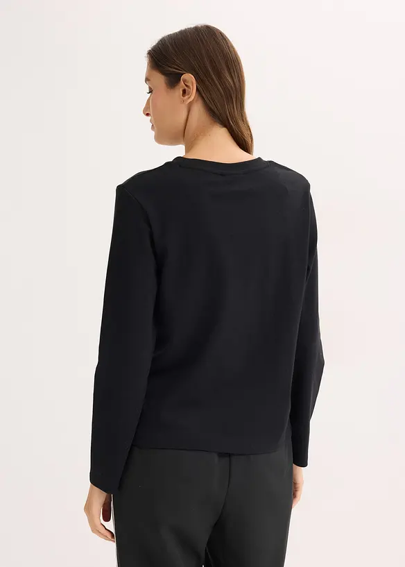 Langarmshirt aus reiner Bio-Baumwolle in schwarz von hinten (im Anschnitt) - bonprix