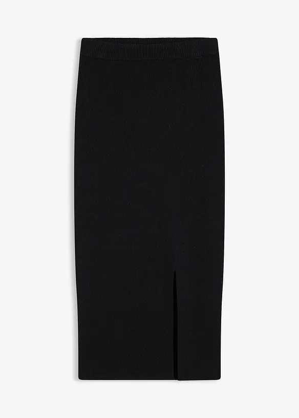 Feinstrickrock aus softem Viskose-Mix in schwarz von vorne - bonprix