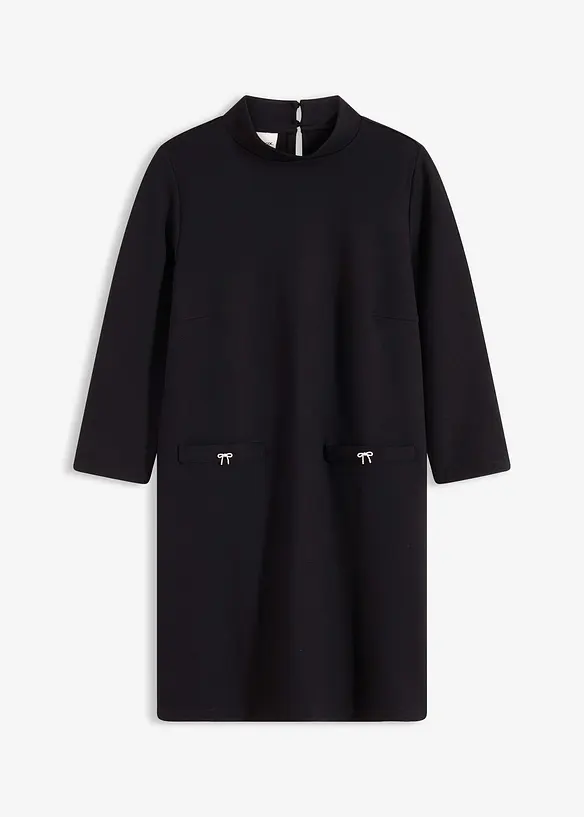 Minikleid aus Punto di Roma in schwarz von vorne - bonprix Minikleid aus Punto di Roma in schwarz von vorne - bonprix