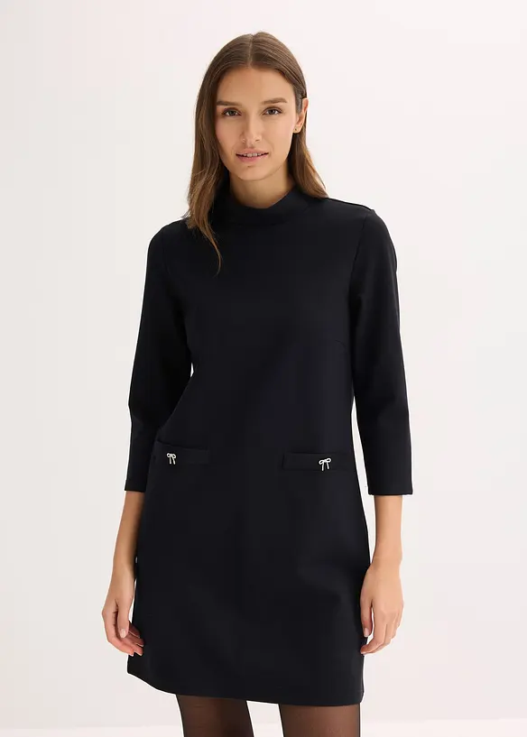 Minikleid aus Punto di Roma in schwarz von vorne (Totalaufnahme) - bonprix Minikleid aus Punto di Roma in schwarz von vorne (Totalaufnahme) - bonprix