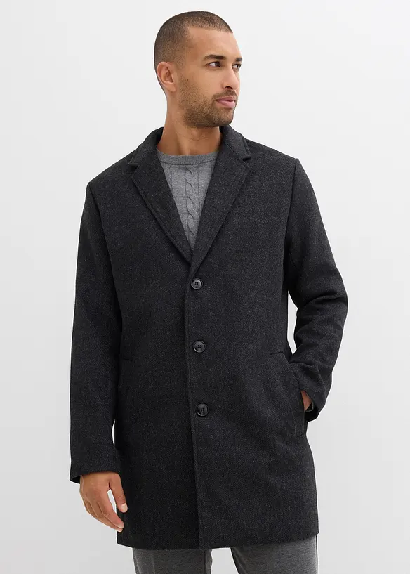 Kurzmantel mit Wollanteil in grau von vorne (Totalaufnahme) - bonprix