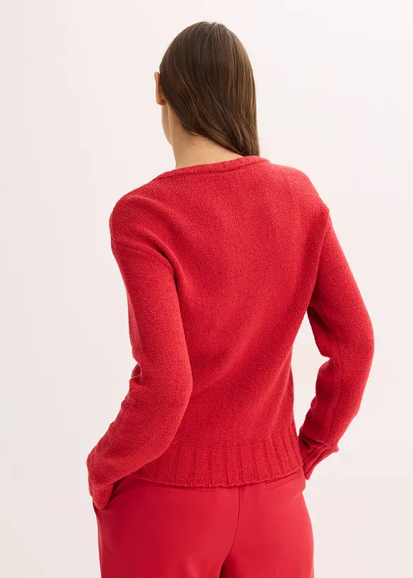 Grobstrick-Pullover mit Bindelösung in rot von hinten (im Anschnitt) - bonprix