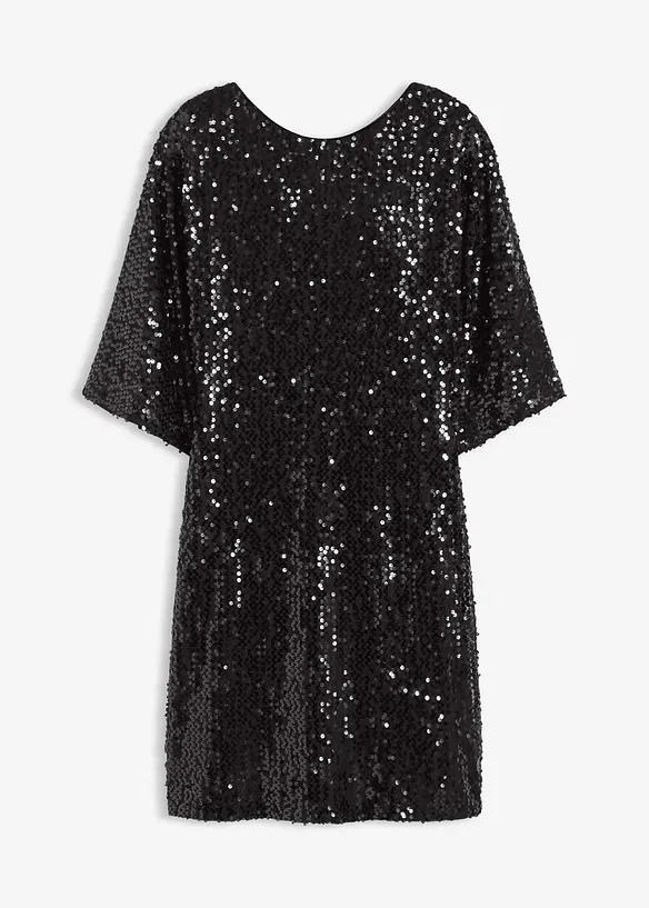Paillettenkleid mit Schleifendetail in schwarz von vorne - bonprix Paillettenkleid mit Schleifendetail in schwarz von vorne - bonprix