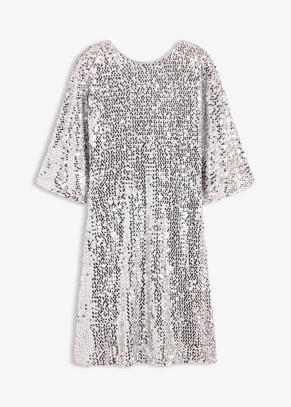 Paillettenkleid mit Schleifendetail in silber von vorne - bonprix Paillettenkleid mit Schleifendetail in silber von vorne - bonprix