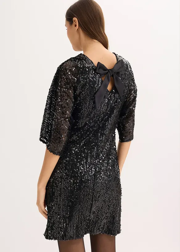 Paillettenkleid mit Schleifendetail in schwarz von hinten (Totalaufnahme) - bonprix Paillettenkleid mit Schleifendetail in schwarz von hinten (Totalaufnahme) - bonprix