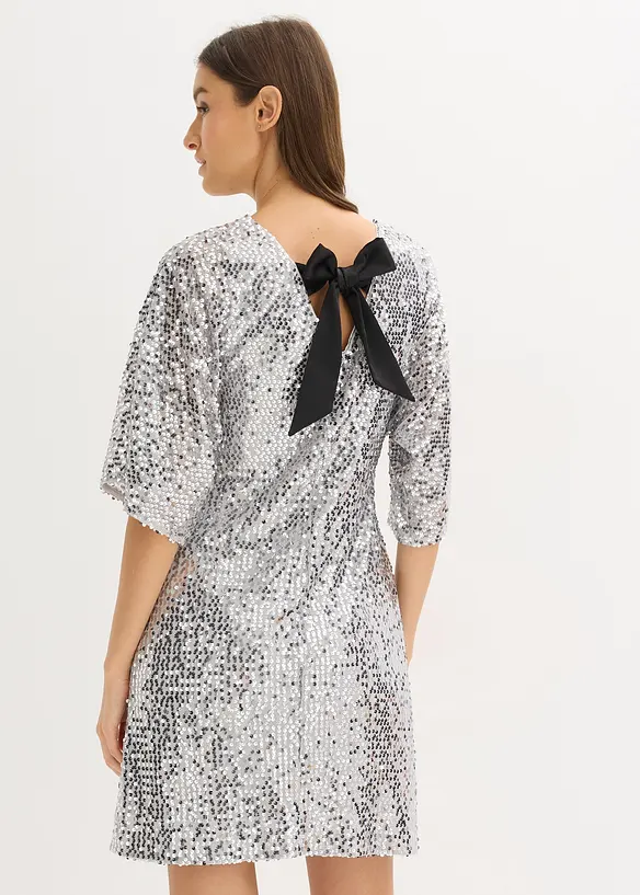 Paillettenkleid mit Schleifendetail in silber von hinten (Totalaufnahme) - bonprix Paillettenkleid mit Schleifendetail in silber von hinten (Totalaufnahme) - bonprix