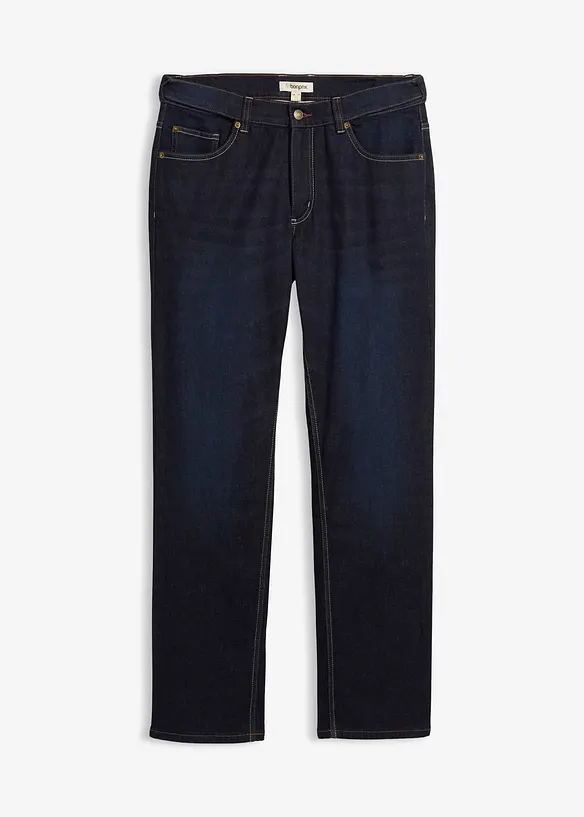 Thermo Regular-Fit Jeans mit weichem Jersey-Futter und Dehnbund, Straight in blau von vorne - bonprix