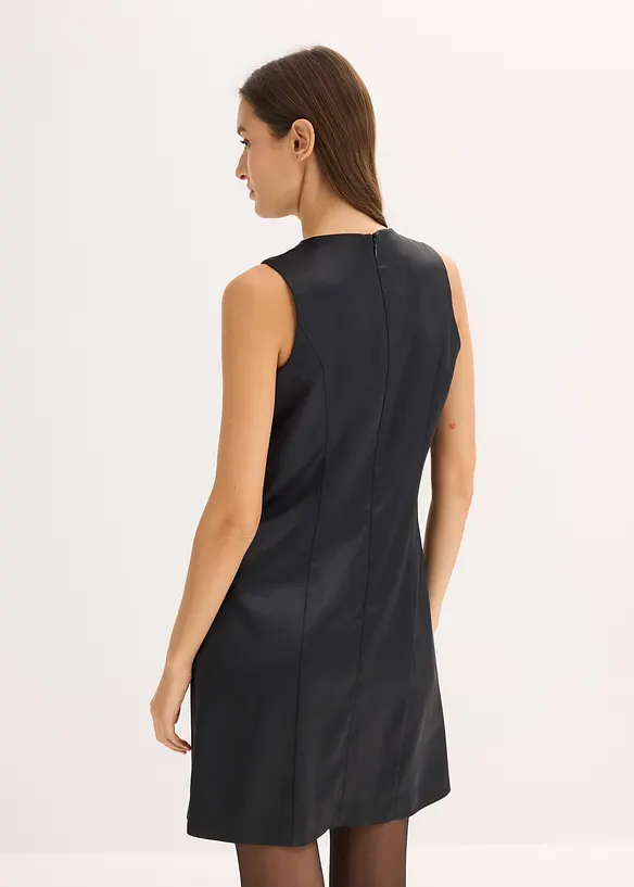 Minikleid aus glänzendem Satin in schwarz von hinten (Totalaufnahme) - bonprix