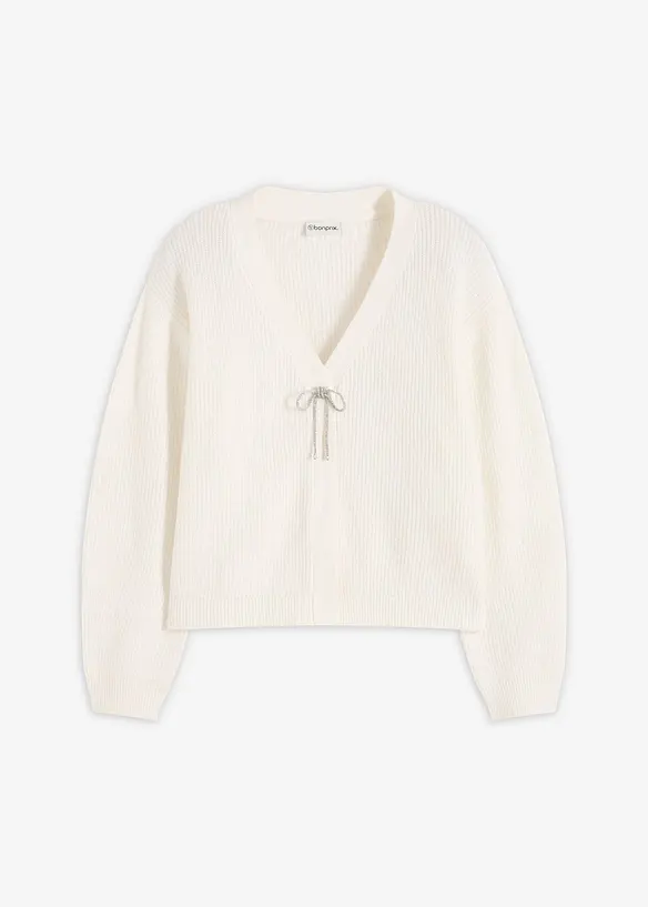 Kurze Strickjacke in weiß von vorne - bonprix