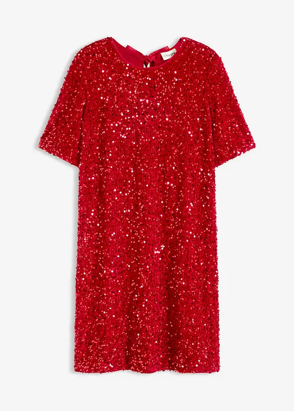 Minikleid mit Pailletten in rot von vorne - bonprix Minikleid mit Pailletten in rot von vorne - bonprix
