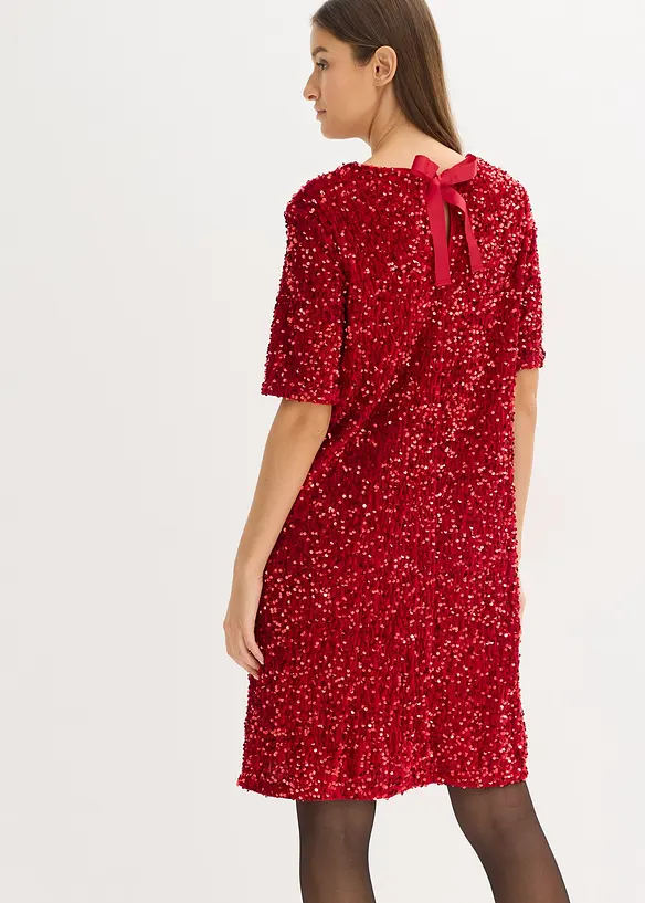 Minikleid mit Pailletten in rot von hinten (Totalaufnahme) - bonprix Minikleid mit Pailletten in rot von hinten (Totalaufnahme) - bonprix