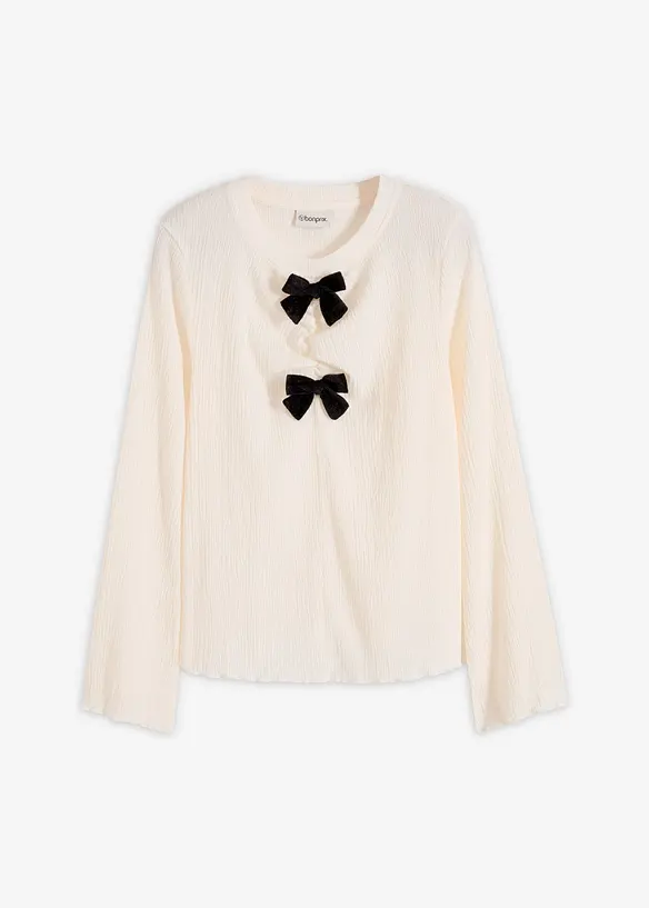 Langarmshirt aus strukturiertem Crêpe in weiß von vorne - bonprix Langarmshirt aus strukturiertem Crêpe in weiß von vorne - bonprix