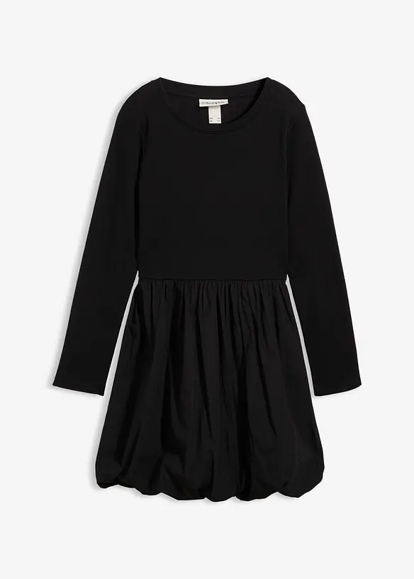 Minikleid aus reiner Bio-Baumwolle in schwarz von vorne - bonprix