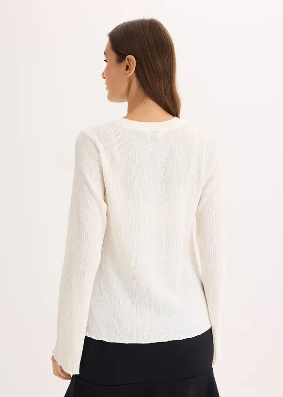 Langarmshirt aus strukturiertem Crêpe in weiß von hinten (im Anschnitt) - bonprix Langarmshirt aus strukturiertem Crêpe in weiß von hinten (im Anschnitt) - bonprix