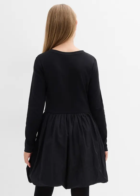 Minikleid aus reiner Bio-Baumwolle in schwarz von hinten (Totalaufnahme) - bonprix