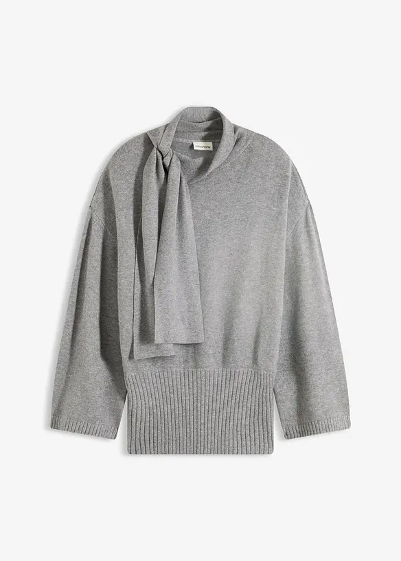 Oversize-Pullover aus softem Viskose-Mix in grau von vorne - bonprix