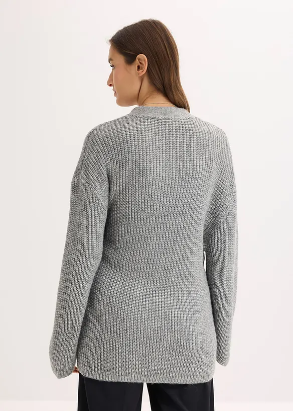 Oversize Wickelcardigan in grau von hinten (im Anschnitt) - bonprix