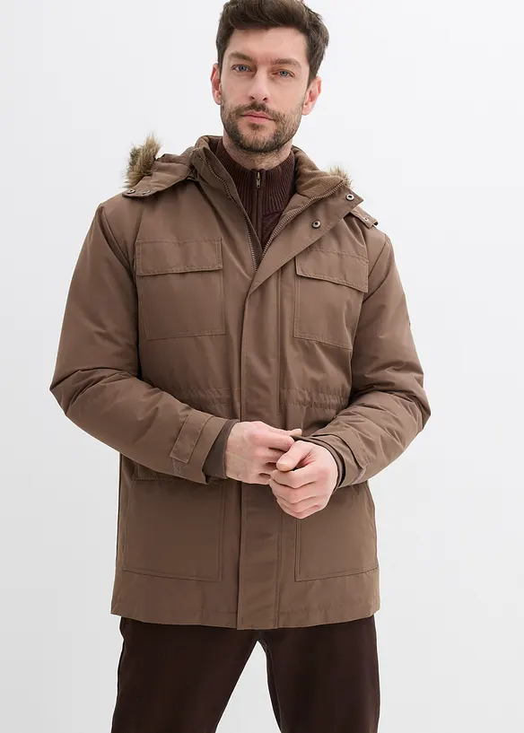 Wattierter Parka in braun von vorne (Totalaufnahme) - bonprix