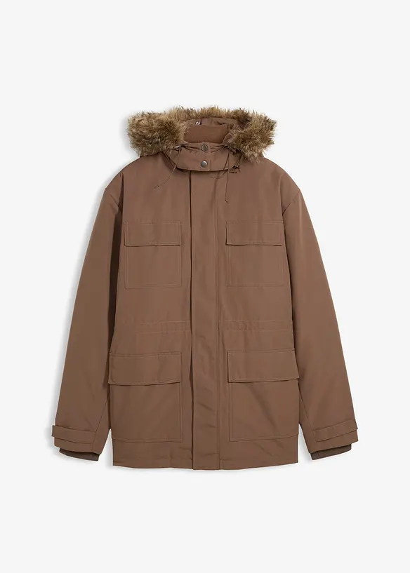 Wattierter Parka in braun von vorne - bonprix