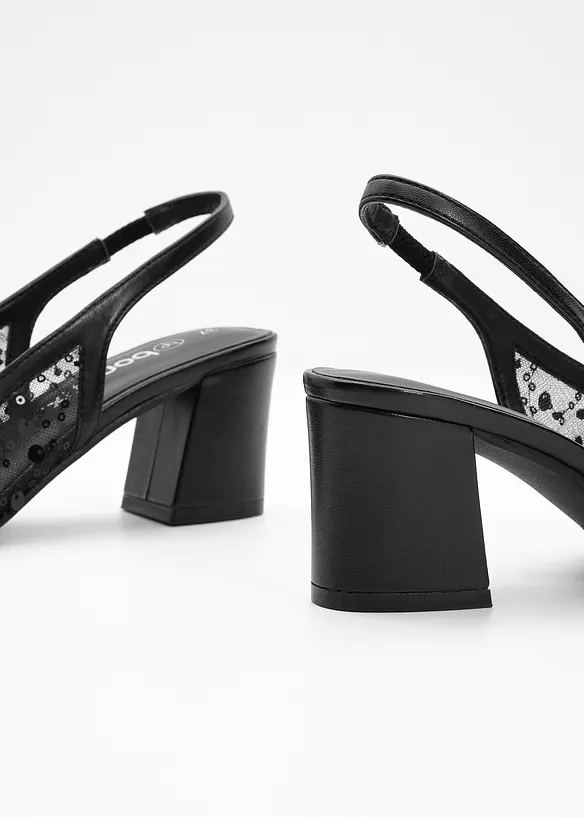 Slingpumps mit Pailletten in schwarz - bonprix