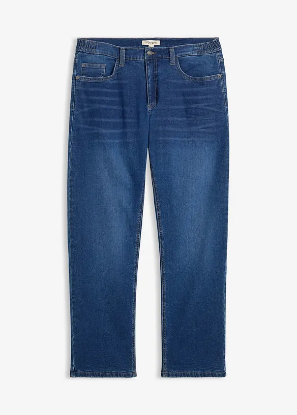 Thermo Relaxed Fit Jeans mit Dehnbund, Straight in blau von vorne - bonprix